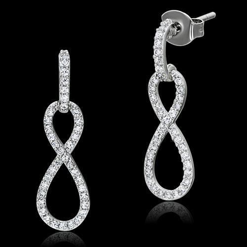 TS067 - 925 Sterling Silver Earrings Rhodium Women AAA Grade CZ Clear