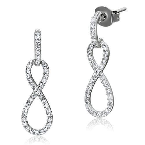 TS067 - 925 Sterling Silver Earrings Rhodium Women AAA Grade CZ Clear