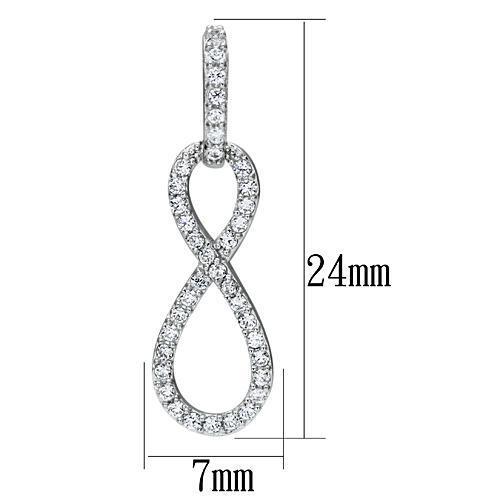 TS067 - 925 Sterling Silver Earrings Rhodium Women AAA Grade CZ Clear