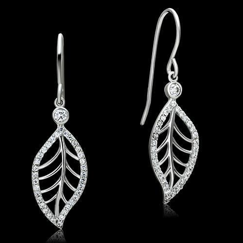 TS068 - 925 Sterling Silver Earrings Rhodium Women AAA Grade CZ Clear