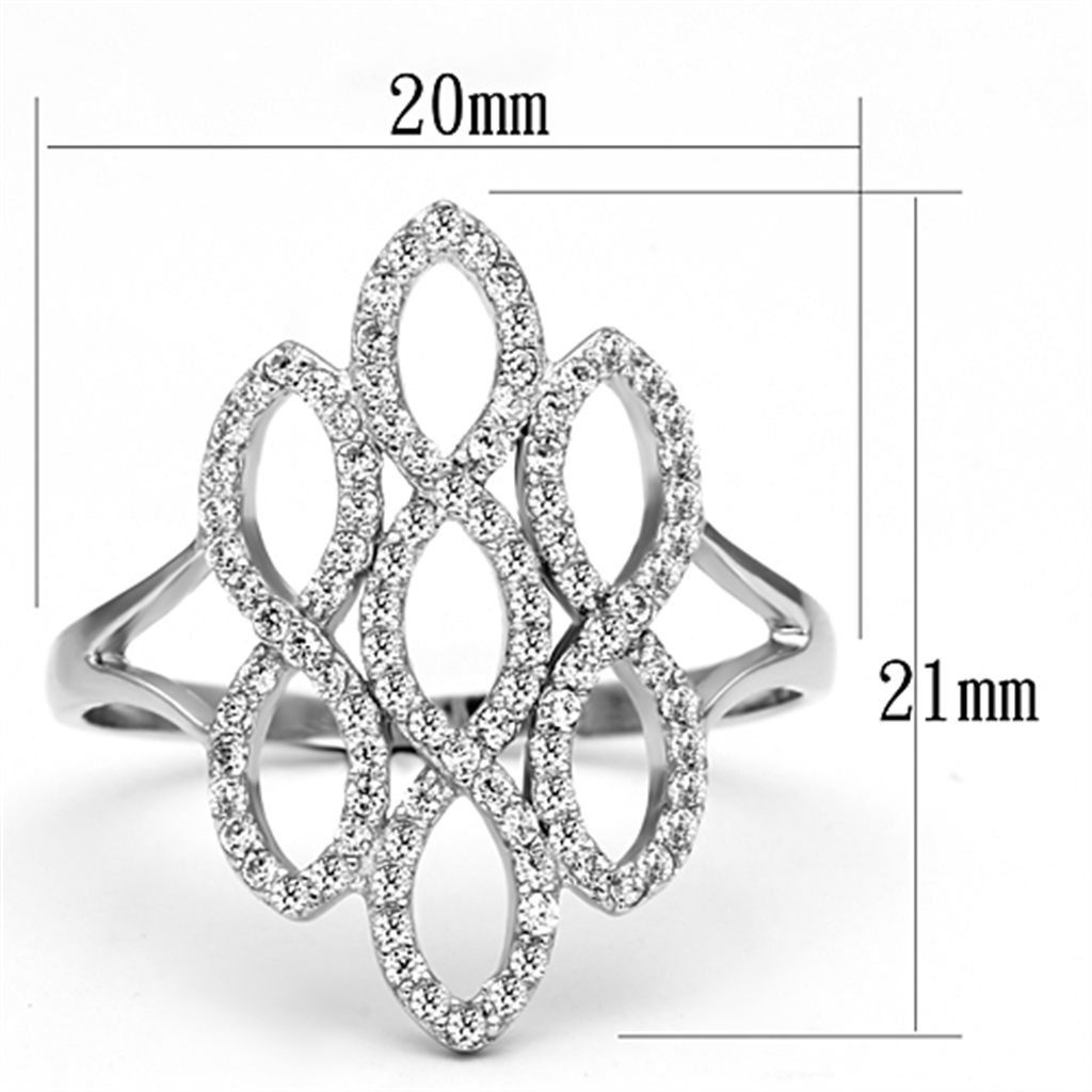 TS071 - 925 Sterling Silver Ring Rhodium Women AAA Grade CZ Clear