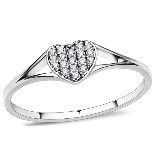 TS073 - 925 Sterling Silver Ring Rhodium Women AAA Grade CZ Clear