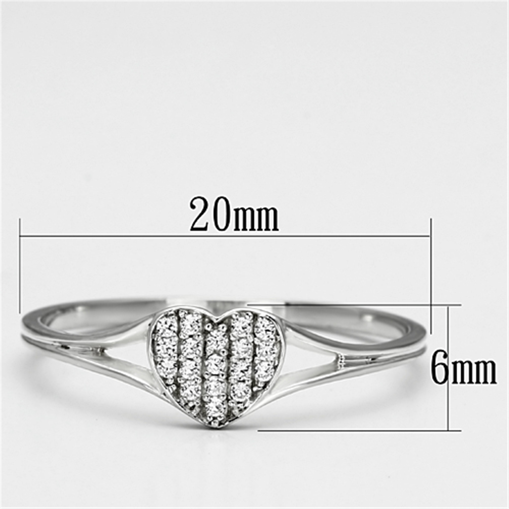 TS073 - 925 Sterling Silver Ring Rhodium Women AAA Grade CZ Clear