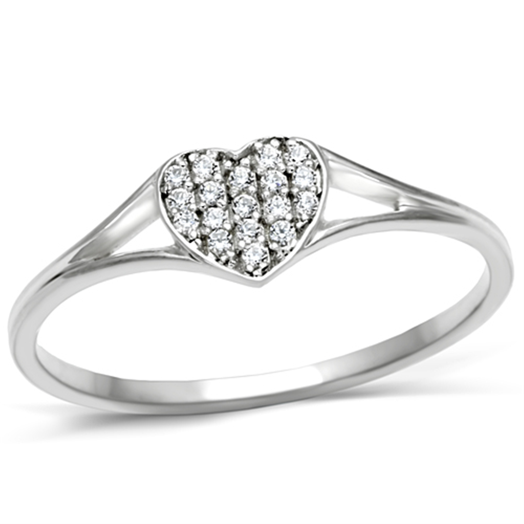 TS073 - 925 Sterling Silver Ring Rhodium Women AAA Grade CZ Clear