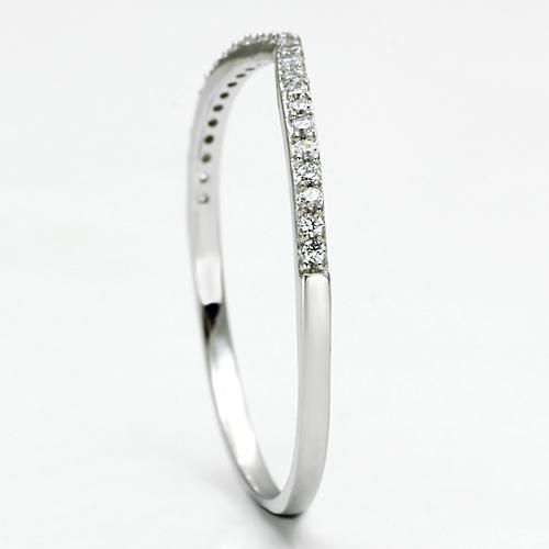 TS076 - 925 Sterling Silver Ring Rhodium Women AAA Grade CZ Clear