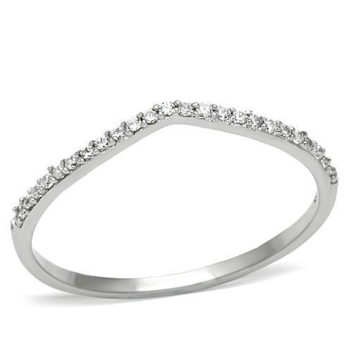 TS076 - 925 Sterling Silver Ring Rhodium Women AAA Grade CZ Clear