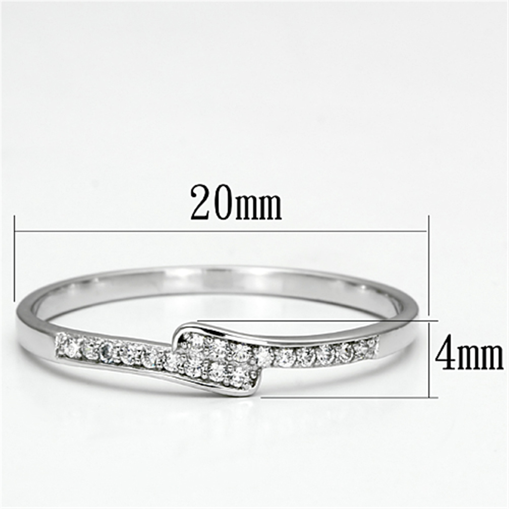 TS077 - 925 Sterling Silver Ring Rhodium Women AAA Grade CZ Clear