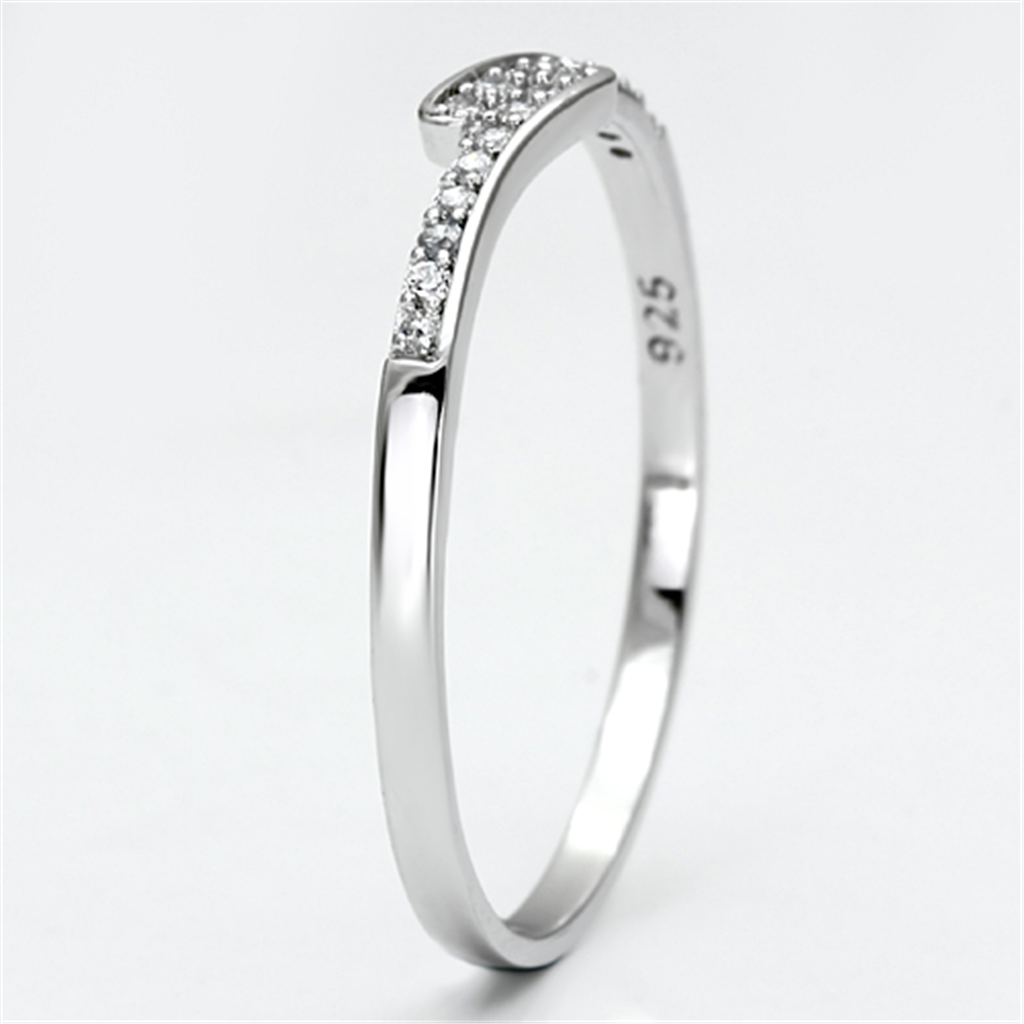 TS077 - 925 Sterling Silver Ring Rhodium Women AAA Grade CZ Clear