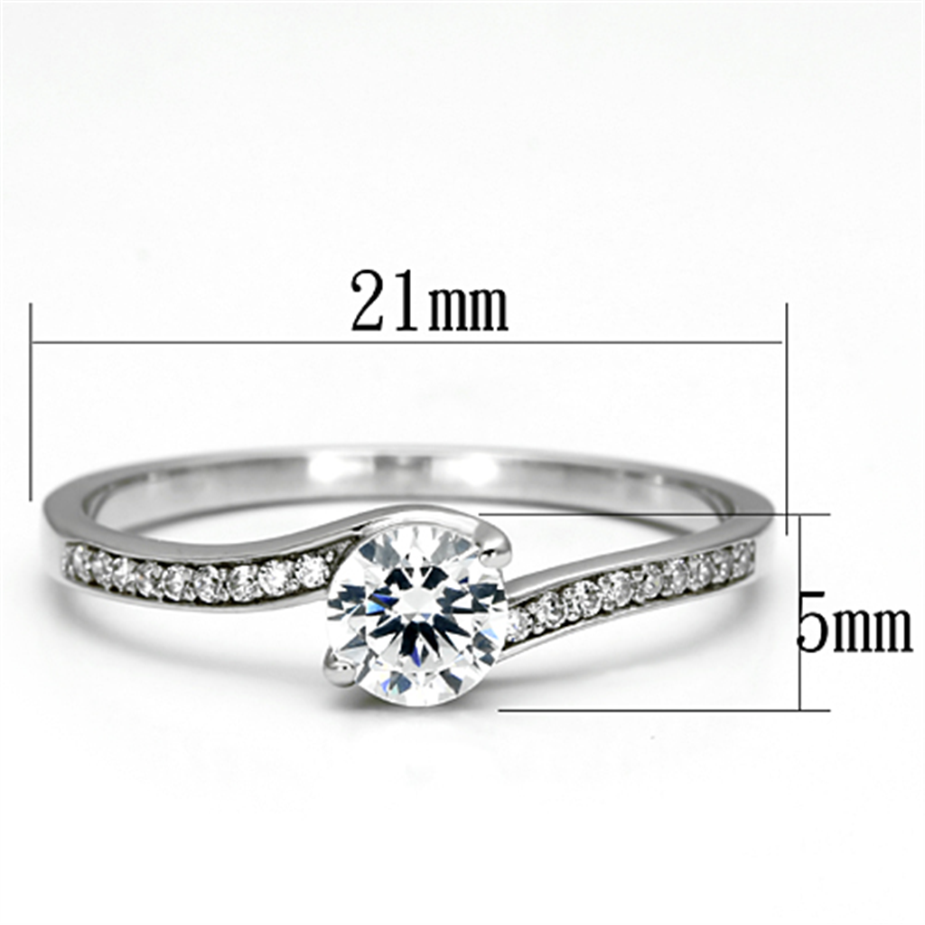 TS078 - 925 Sterling Silver Ring Rhodium Women AAA Grade CZ Clear