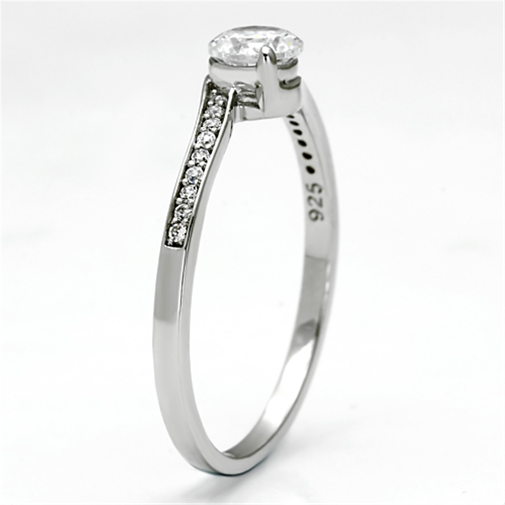 TS078 - 925 Sterling Silver Ring Rhodium Women AAA Grade CZ Clear