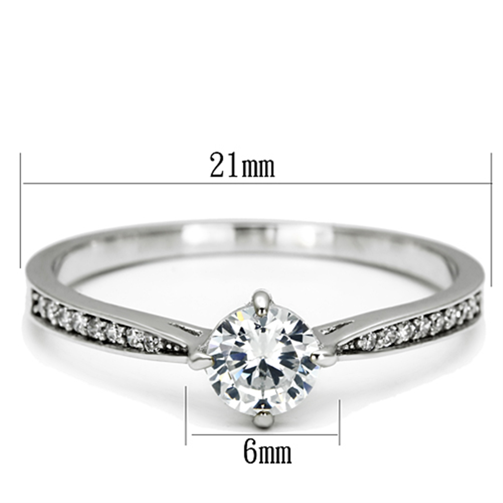 TS079 - 925 Sterling Silver Ring Rhodium Women AAA Grade CZ Clear