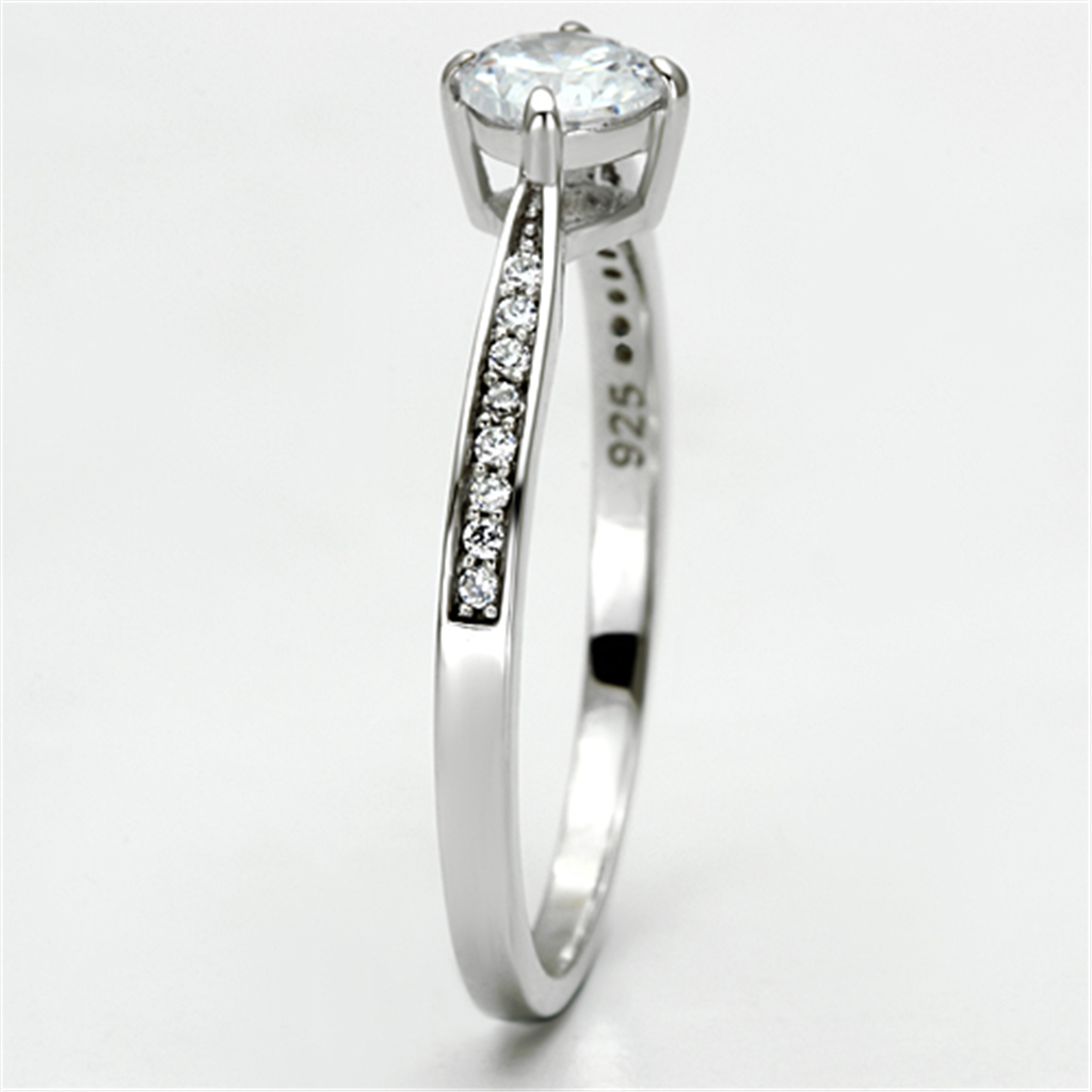 TS079 - 925 Sterling Silver Ring Rhodium Women AAA Grade CZ Clear