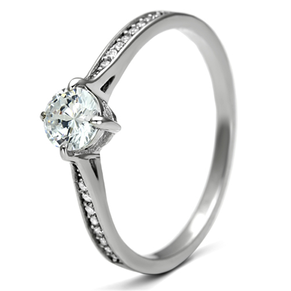 TS079 - 925 Sterling Silver Ring Rhodium Women AAA Grade CZ Clear