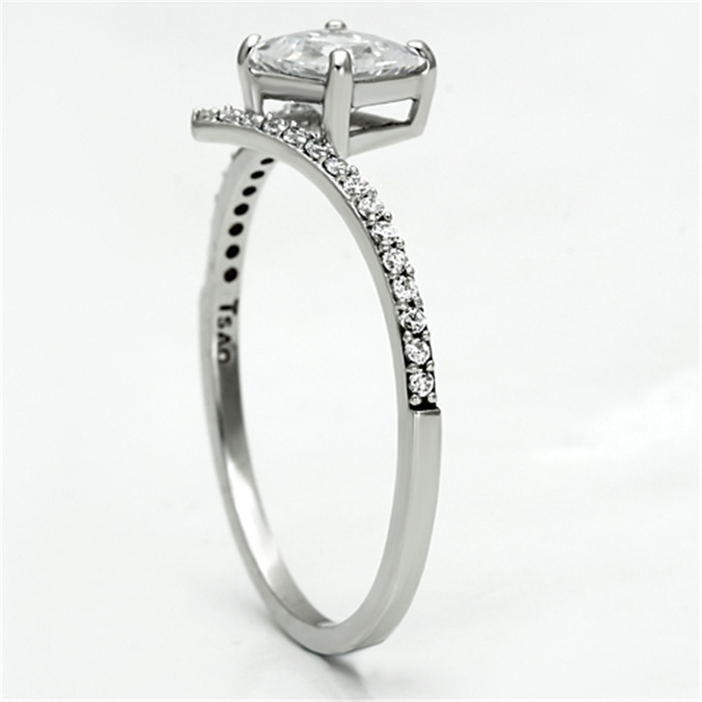 TS083 - 925 Sterling Silver Ring Rhodium Women AAA Grade CZ Clear