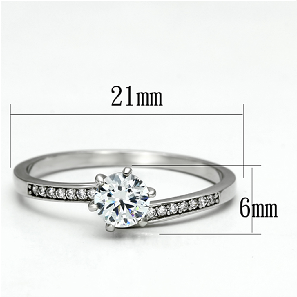 TS084 - 925 Sterling Silver Ring Rhodium Women AAA Grade CZ Clear