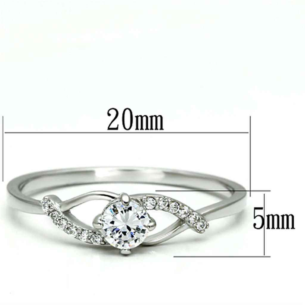 TS085 - 925 Sterling Silver Ring Rhodium Women AAA Grade CZ Clear