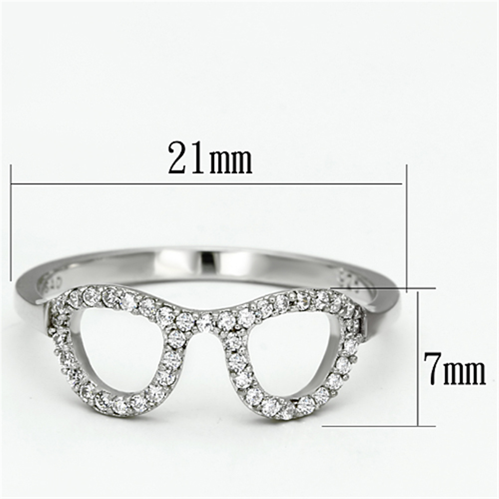 TS086 - 925 Sterling Silver Ring Rhodium Women AAA Grade CZ Clear