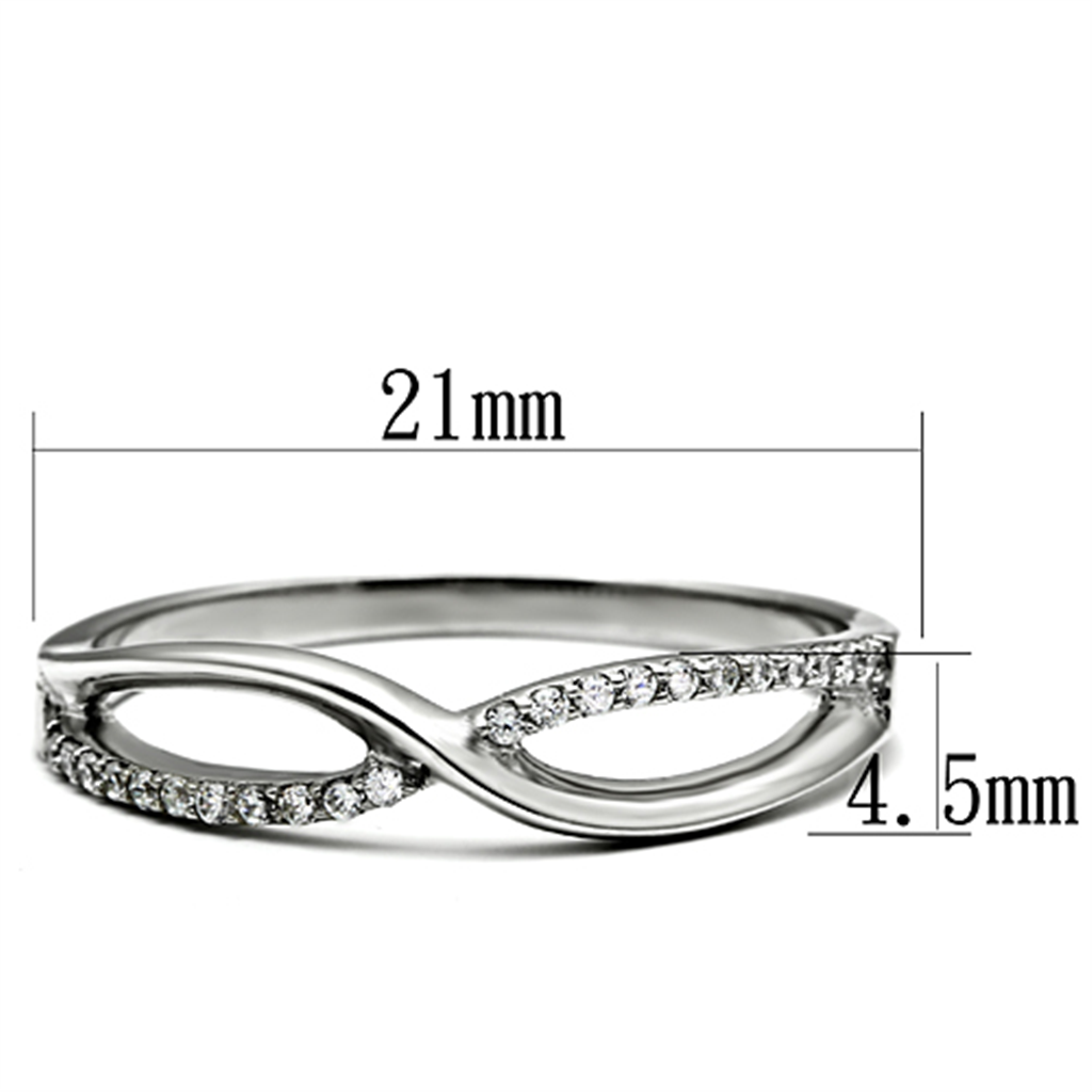 TS087 - 925 Sterling Silver Ring Rhodium Women AAA Grade CZ Clear