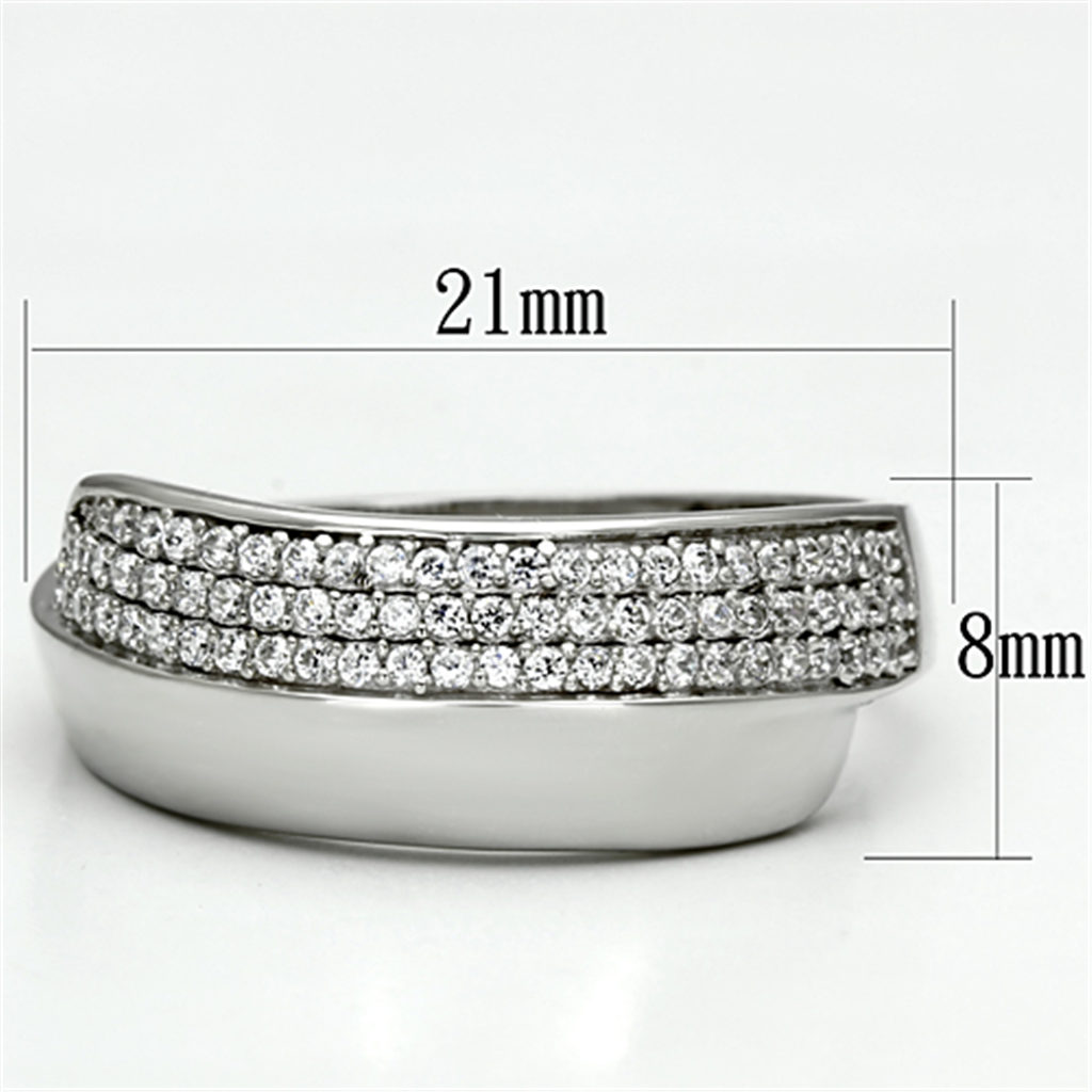 TS089 - 925 Sterling Silver Ring Rhodium Women AAA Grade CZ Clear