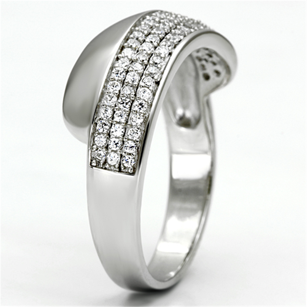 TS089 - 925 Sterling Silver Ring Rhodium Women AAA Grade CZ Clear