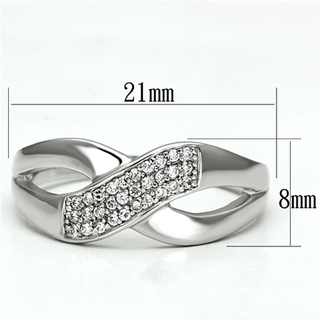 TS090 - 925 Sterling Silver Ring Rhodium Women AAA Grade CZ Clear