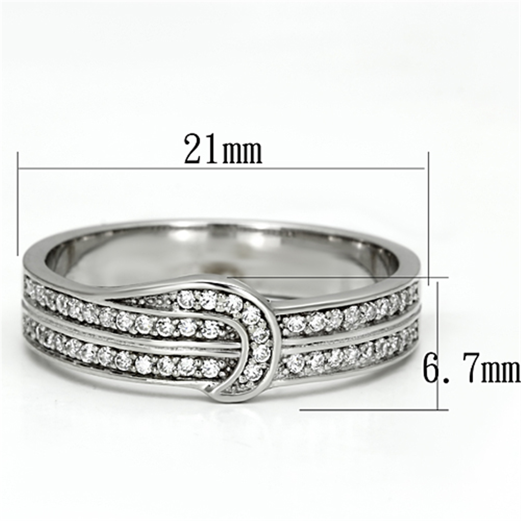 TS091 - 925 Sterling Silver Ring Rhodium Women AAA Grade CZ Clear