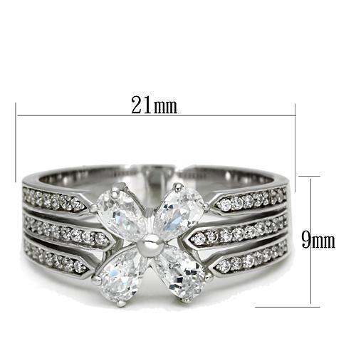 TS092 - 925 Sterling Silver Ring Rhodium Women AAA Grade CZ Clear