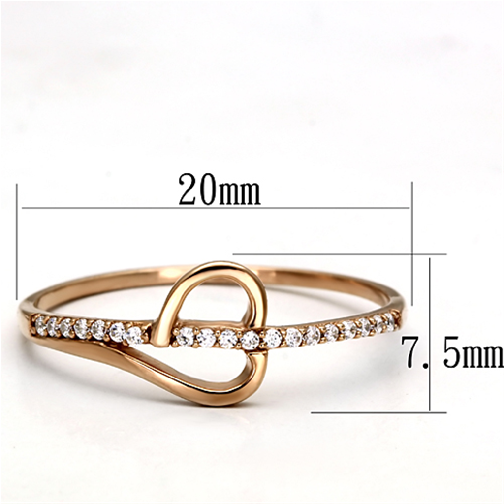 TS095 - 925 Sterling Silver Ring Rose Gold Women AAA Grade CZ Clear