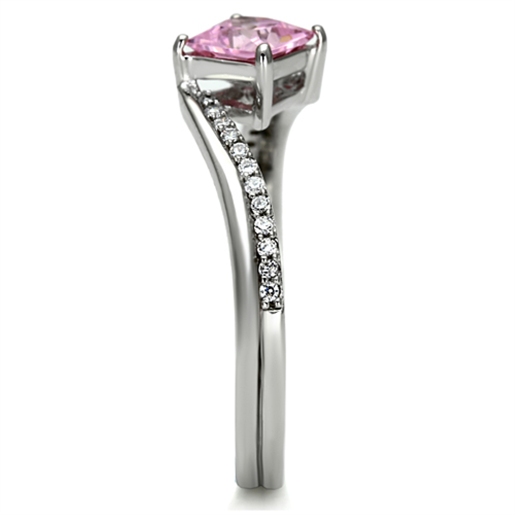 TS100 - 925 Sterling Silver Ring Rhodium Women AAA Grade CZ Rose