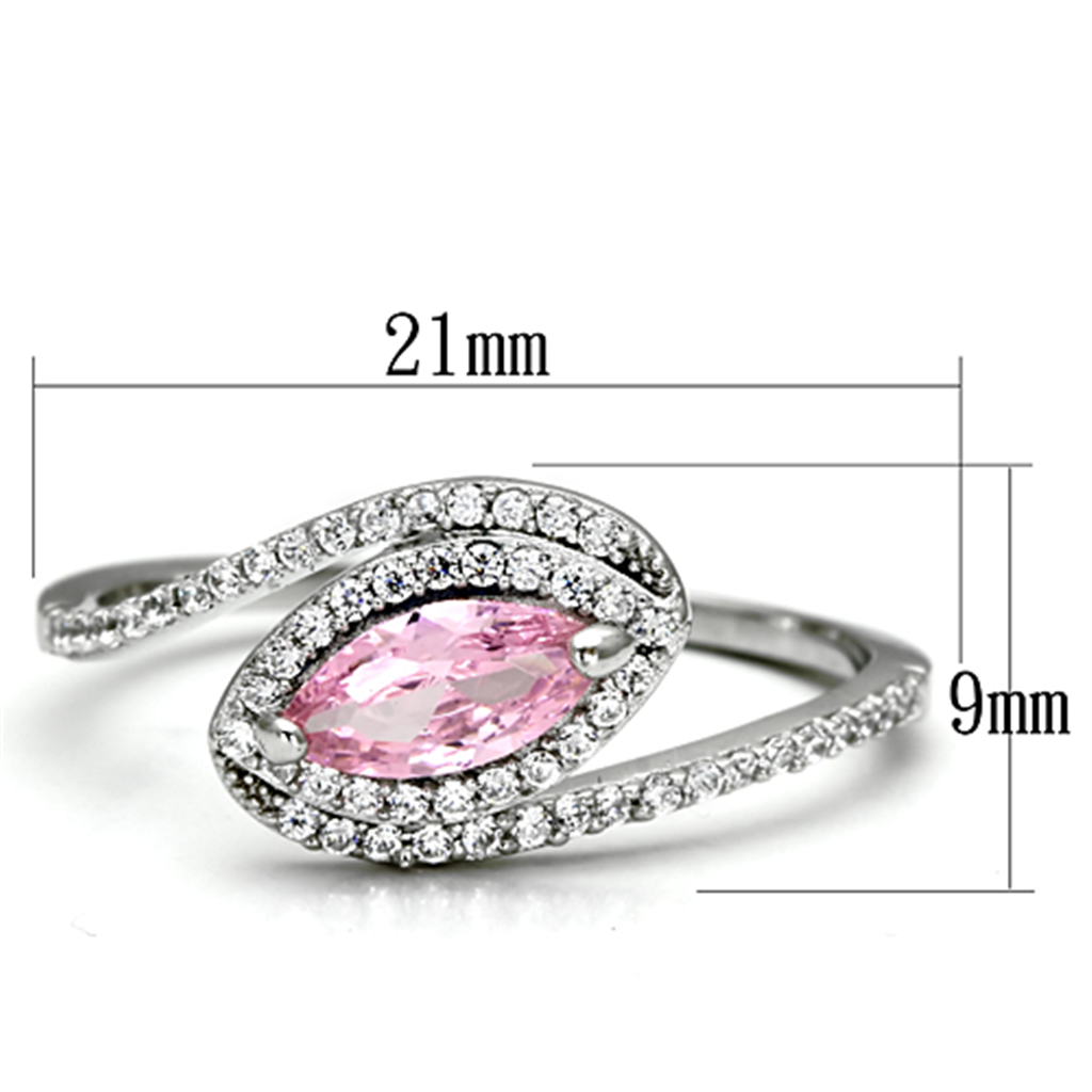 TS101 - 925 Sterling Silver Ring Rhodium Women AAA Grade CZ Rose