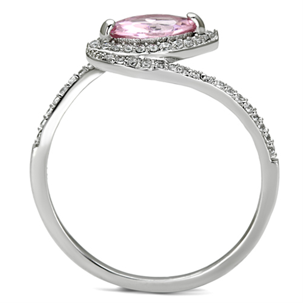 TS101 - 925 Sterling Silver Ring Rhodium Women AAA Grade CZ Rose