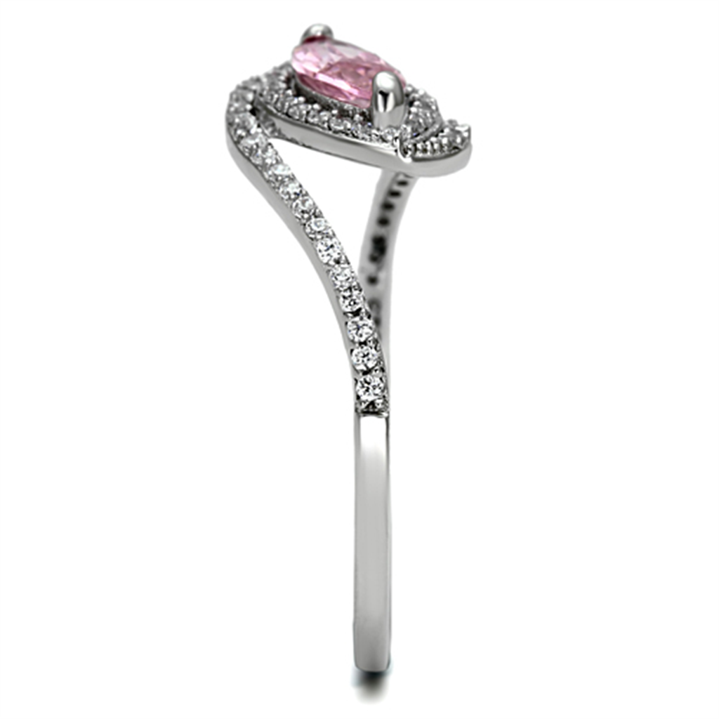 TS101 - 925 Sterling Silver Ring Rhodium Women AAA Grade CZ Rose