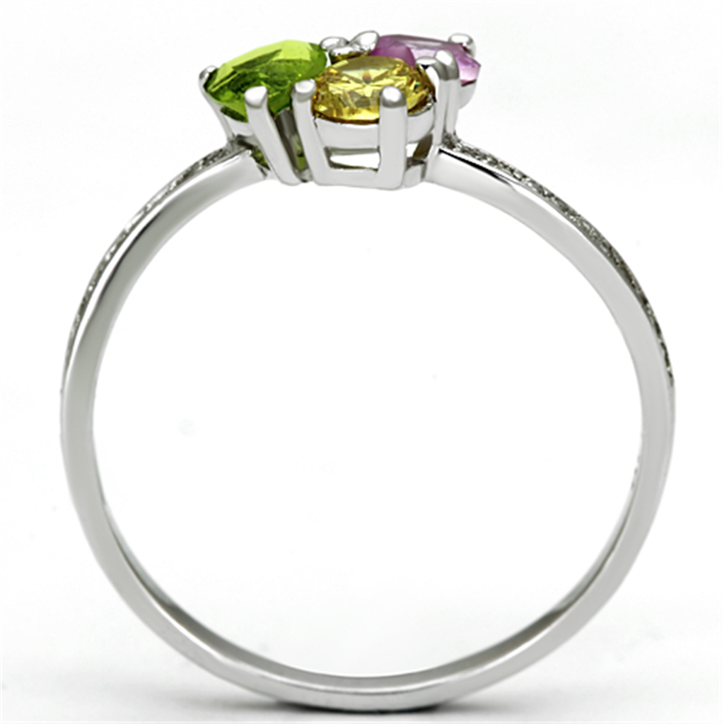 TS103 - 925 Sterling Silver Ring Rhodium Women AAA Grade CZ Multi Color