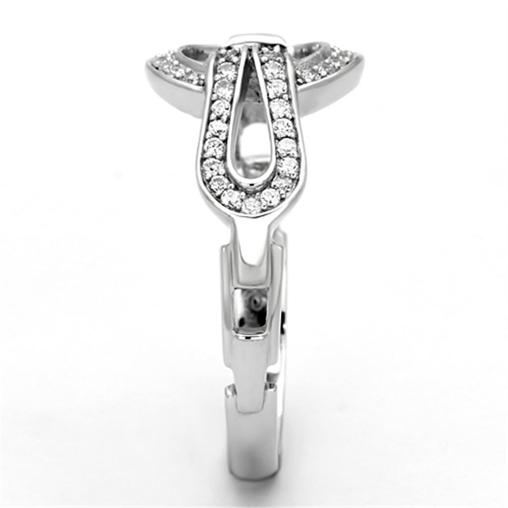 TS105 - 925 Sterling Silver Ring Rhodium Women AAA Grade CZ Clear