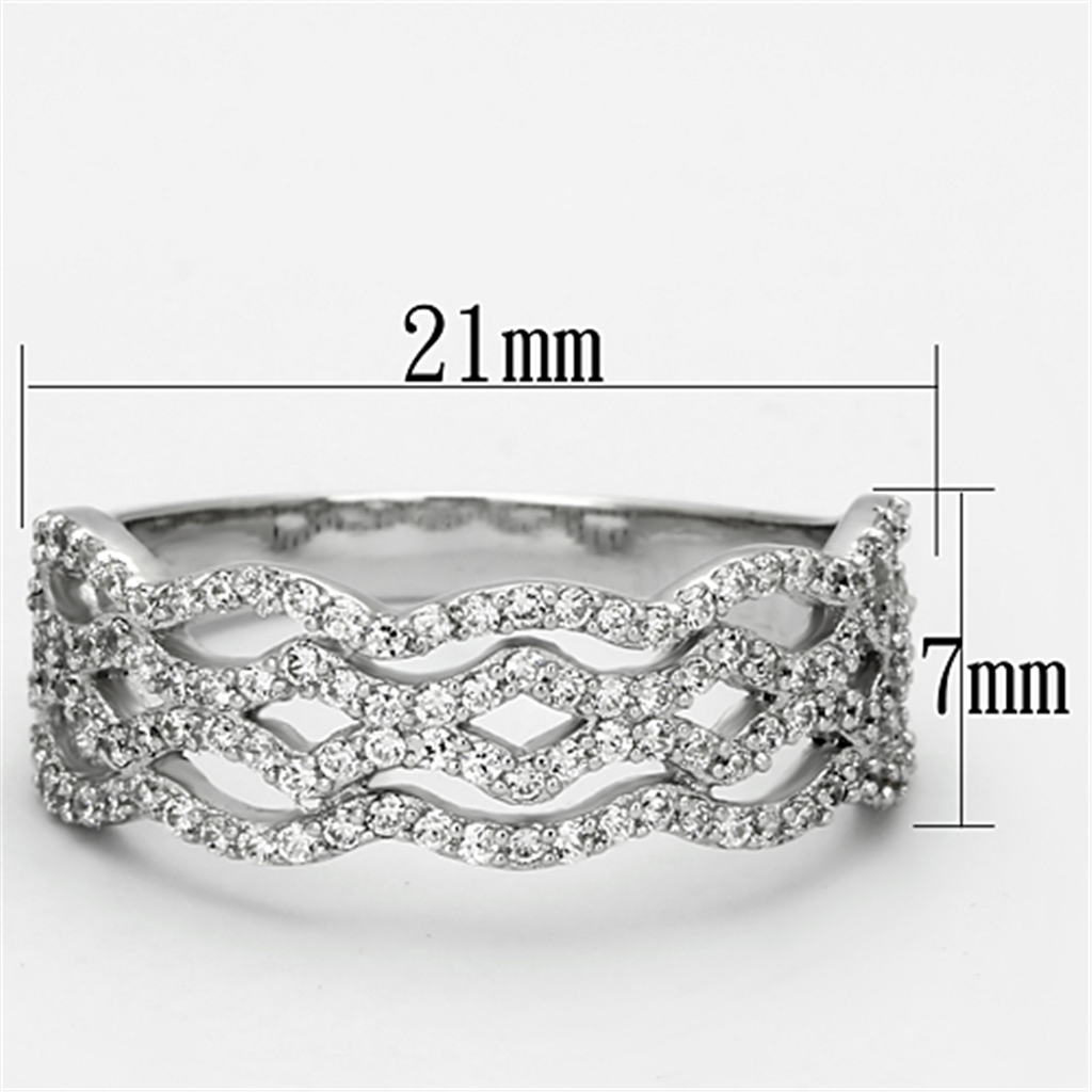 TS106 - 925 Sterling Silver Ring Rhodium Women AAA Grade CZ Clear