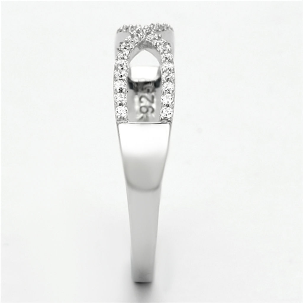 TS107 - 925 Sterling Silver Ring Rhodium Women AAA Grade CZ Clear