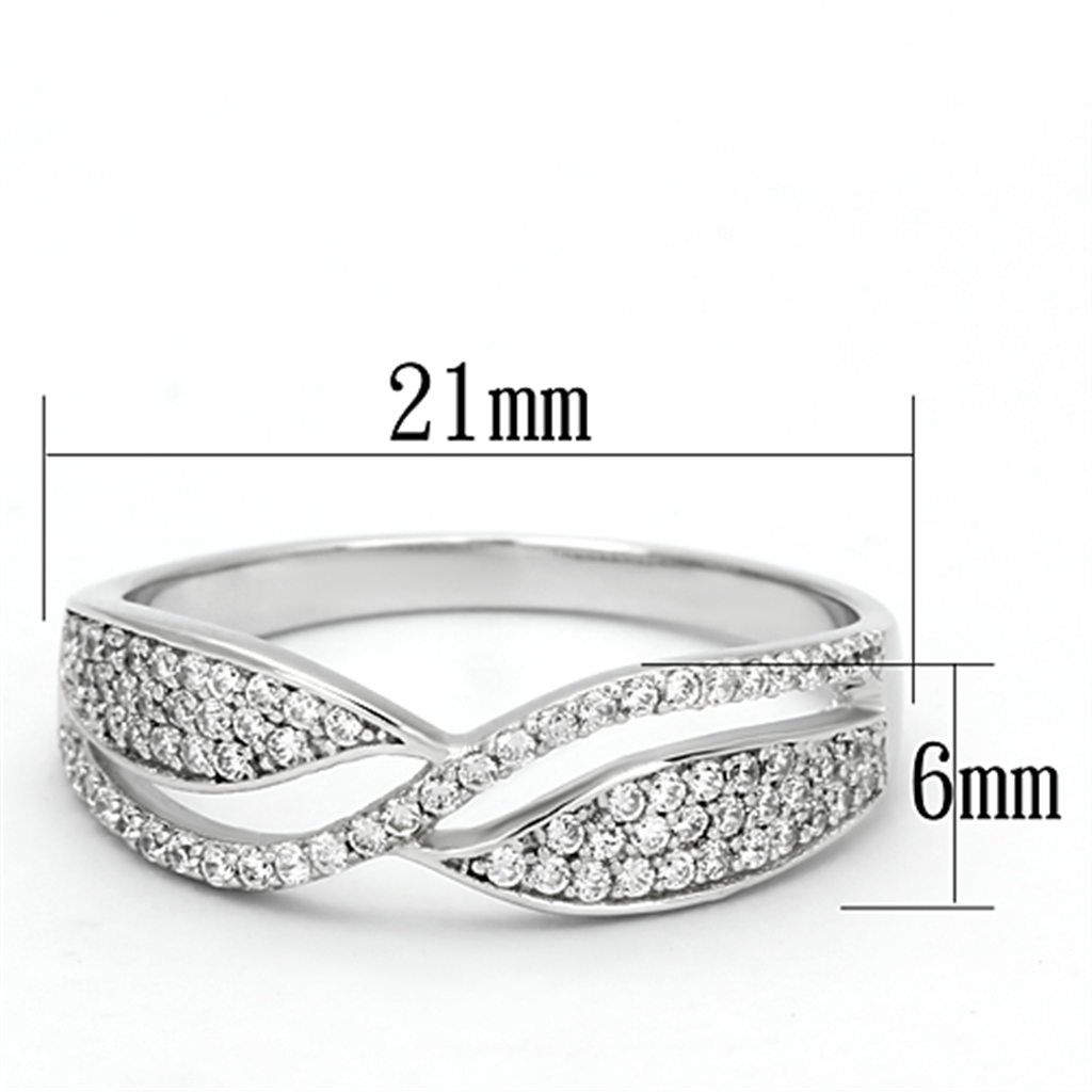 TS108 - 925 Sterling Silver Ring Rhodium Women AAA Grade CZ Clear