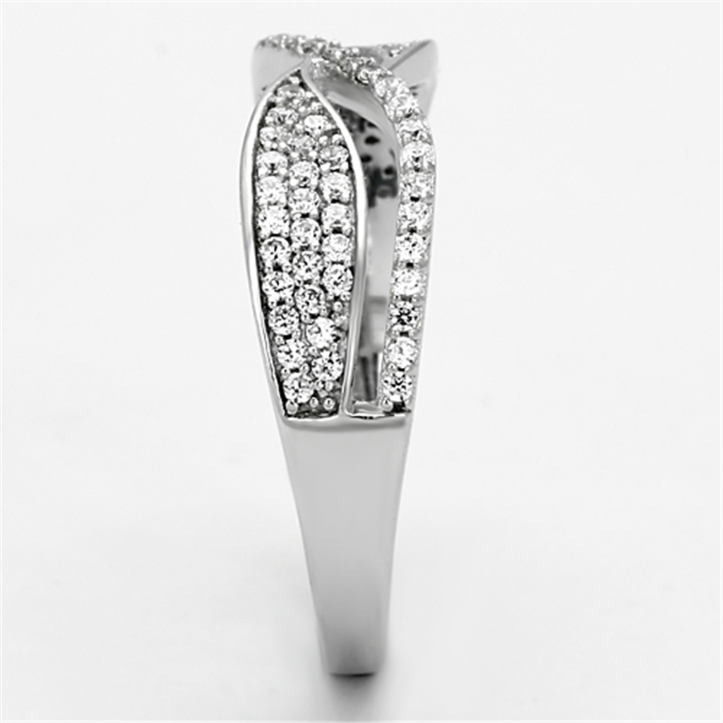 TS108 - 925 Sterling Silver Ring Rhodium Women AAA Grade CZ Clear