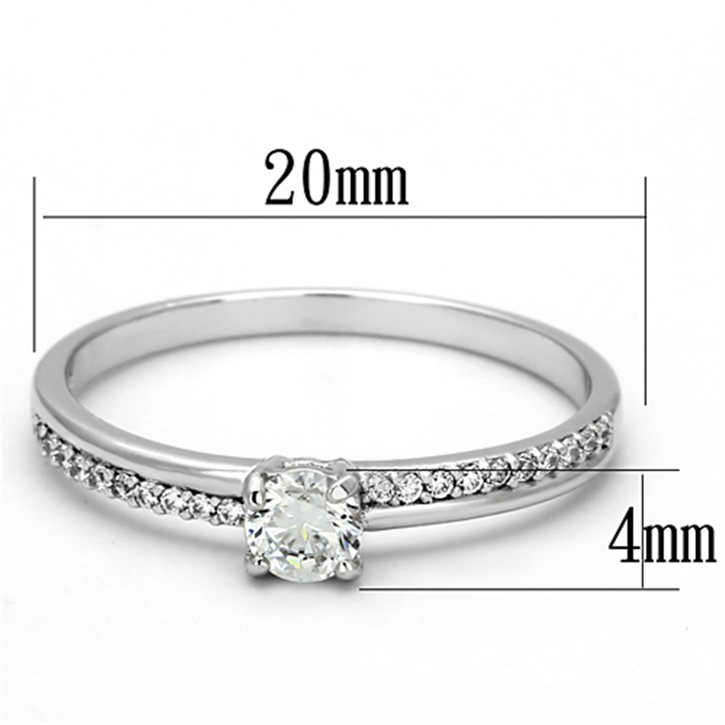 TS112 - 925 Sterling Silver Ring Rhodium Women AAA Grade CZ Clear