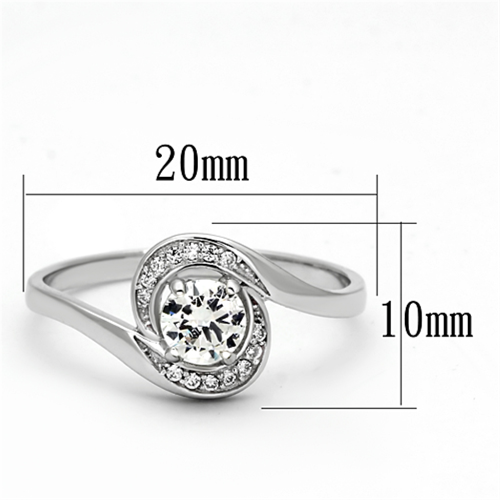 TS116 - 925 Sterling Silver Ring Rhodium Women AAA Grade CZ Clear