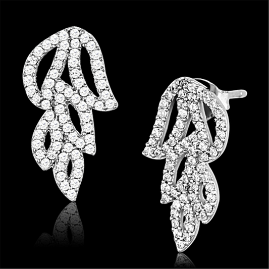 TS117 - 925 Sterling Silver Earrings Rhodium Women AAA Grade CZ Clear