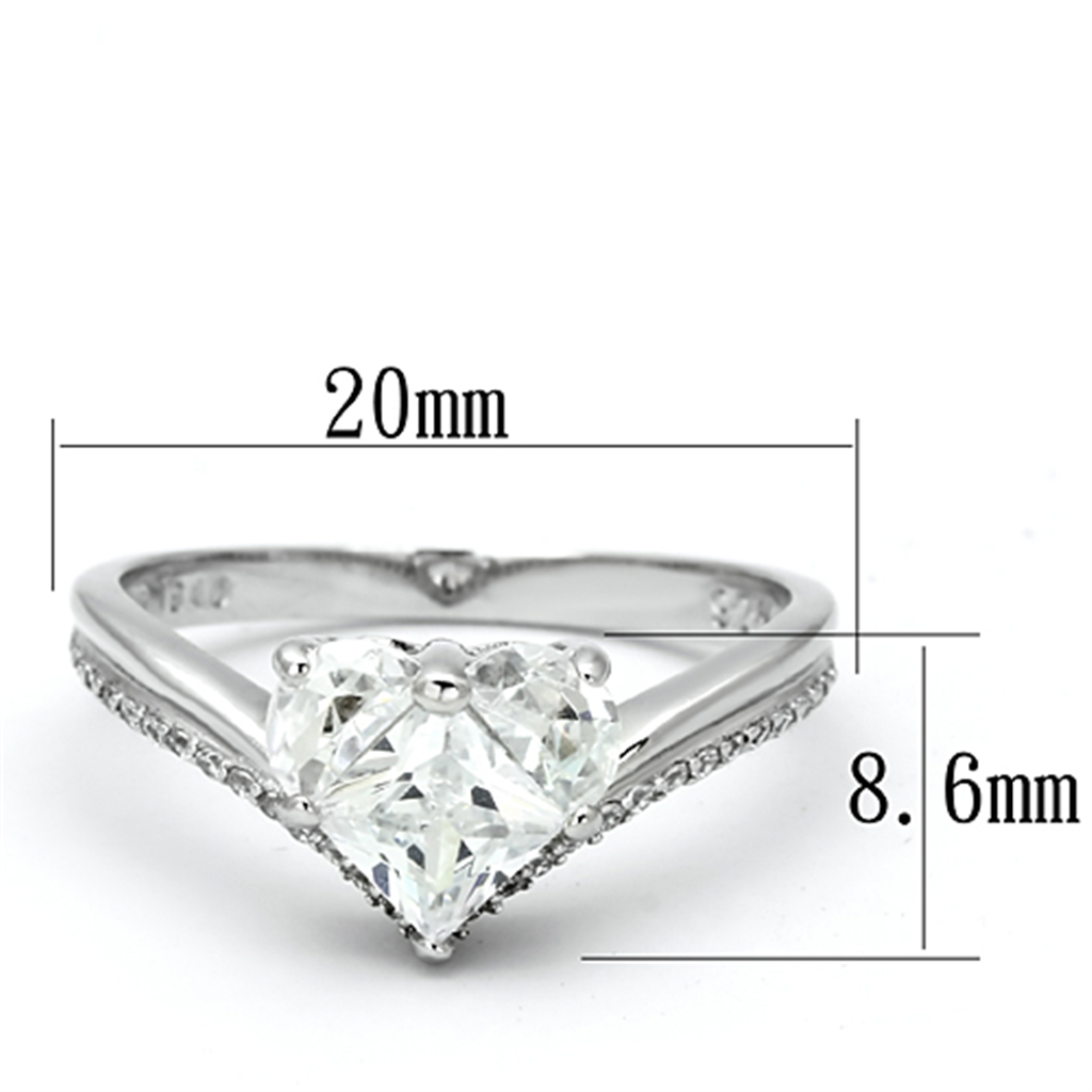 TS118 - 925 Sterling Silver Ring Rhodium Women AAA Grade CZ Clear