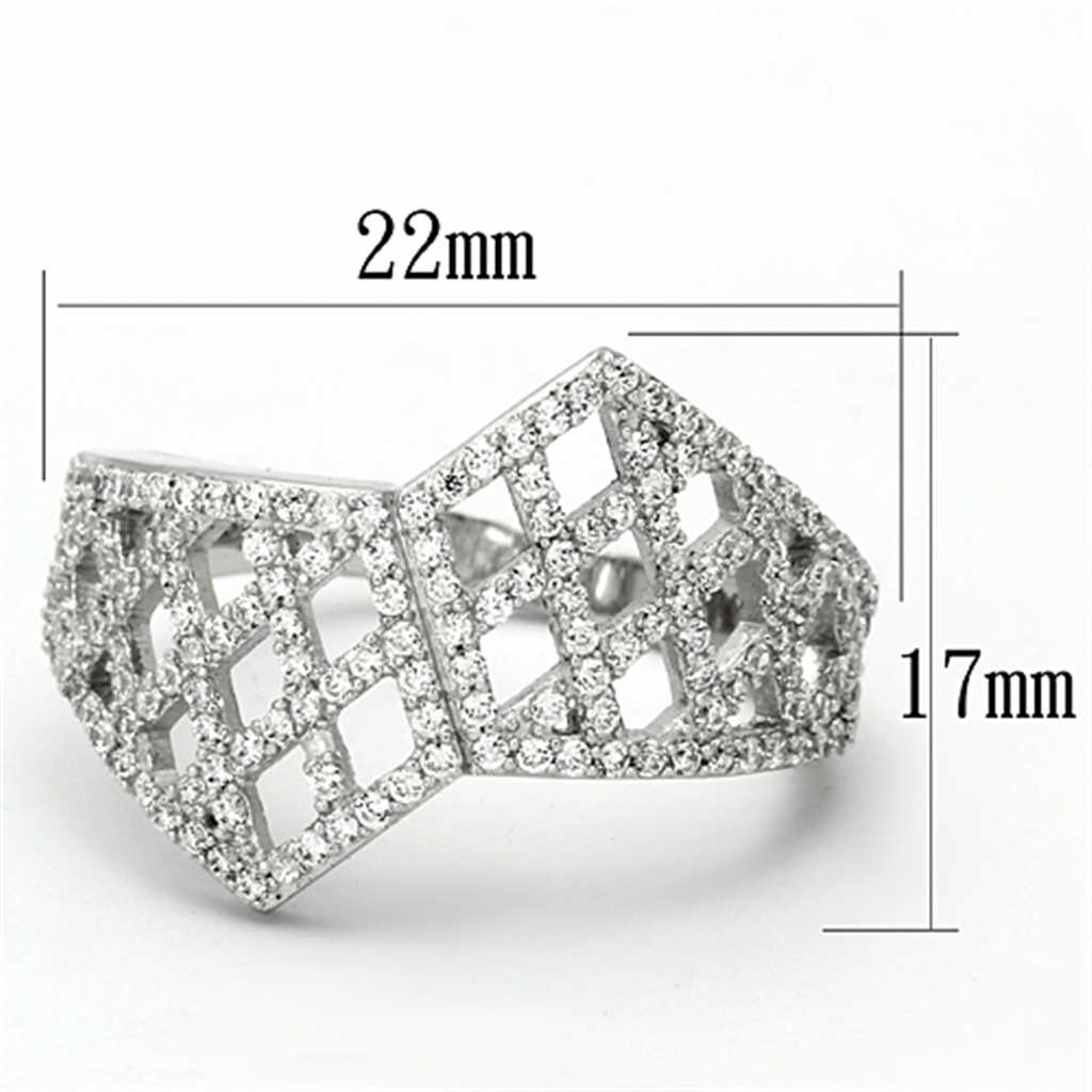 TS122 - 925 Sterling Silver Ring Rhodium Women AAA Grade CZ Clear