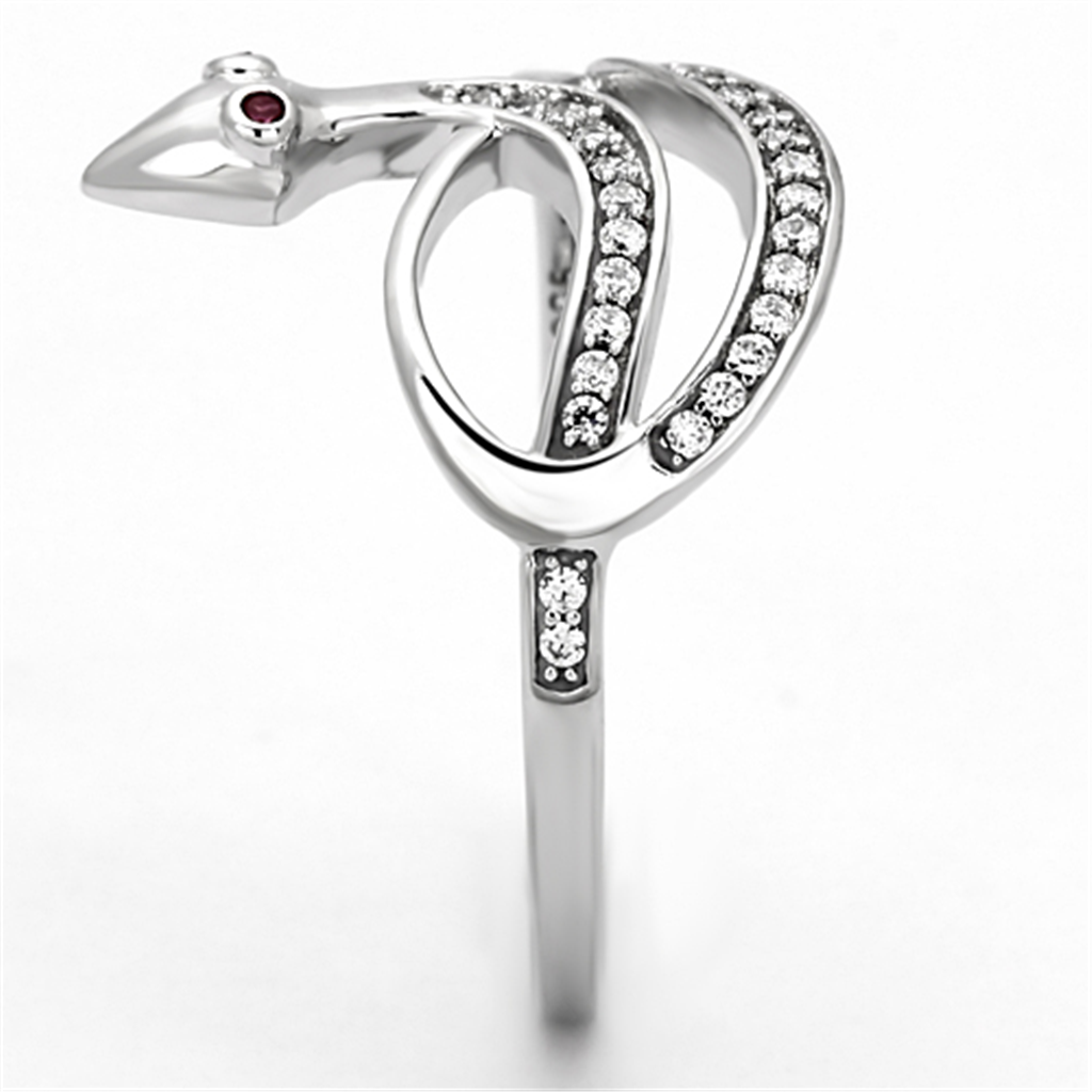 TS123 - 925 Sterling Silver Ring Rhodium Women AAA Grade CZ Ruby