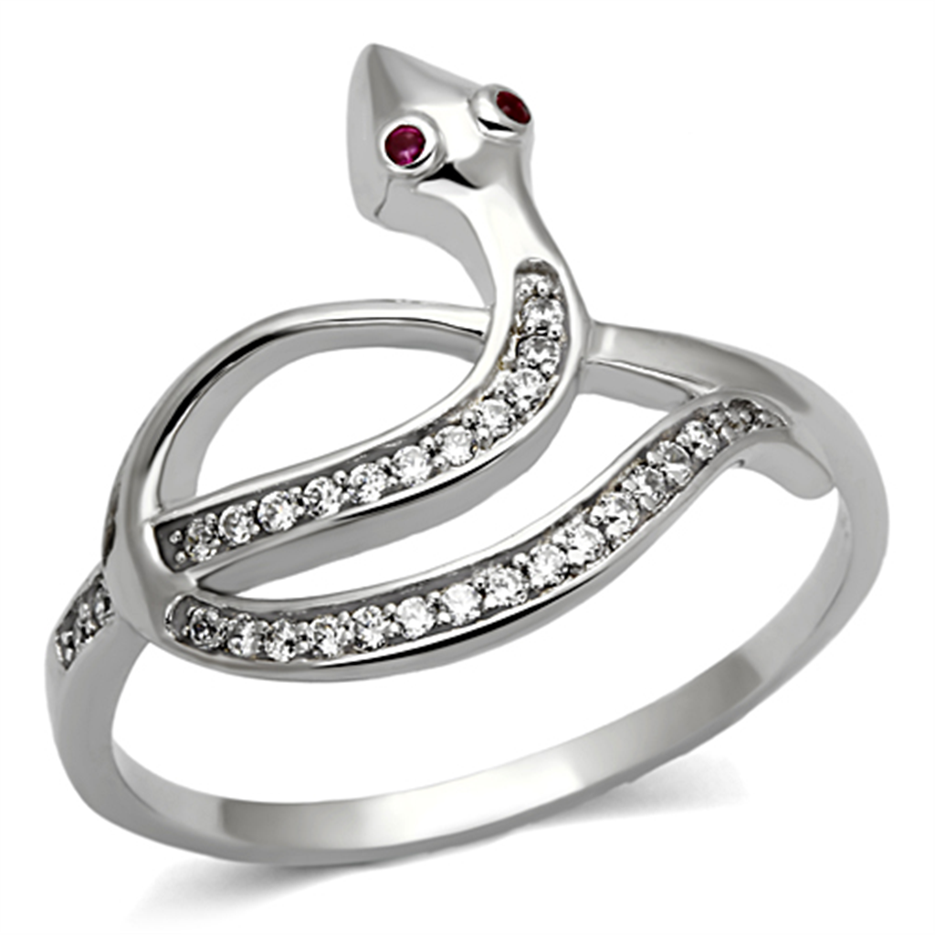 TS123 - 925 Sterling Silver Ring Rhodium Women AAA Grade CZ Ruby