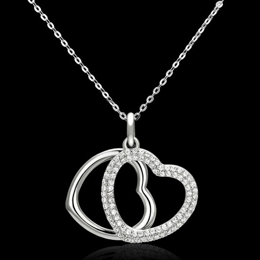 TS128 - 925 Sterling Silver Necklace Rhodium Women AAA Grade CZ Clear