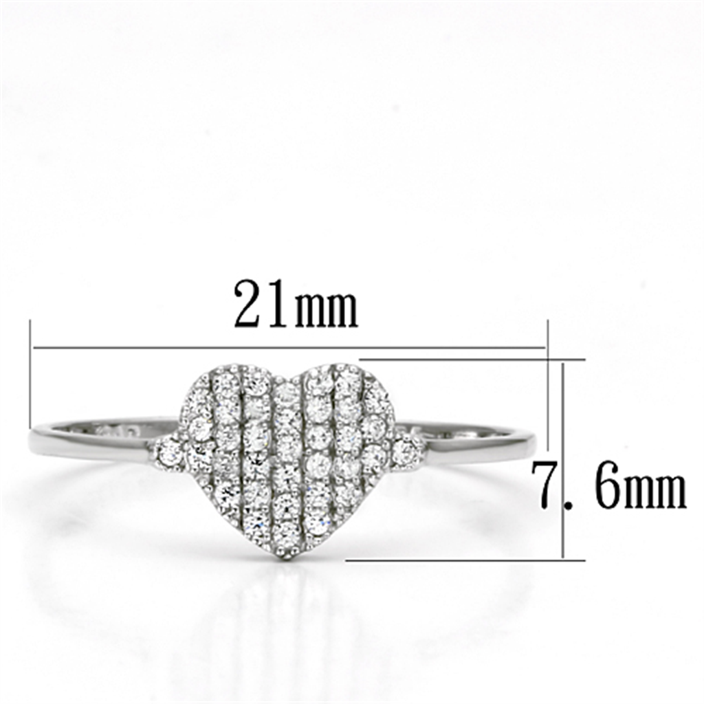 TS133 - 925 Sterling Silver Ring Rhodium Women AAA Grade CZ Clear