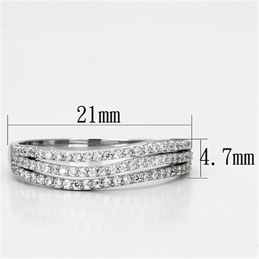 TS135 - 925 Sterling Silver Ring Rhodium Women AAA Grade CZ Clear