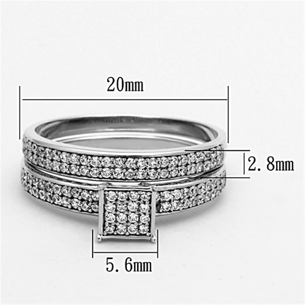 TS140 - 925 Sterling Silver Ring Rhodium Women AAA Grade CZ Clear