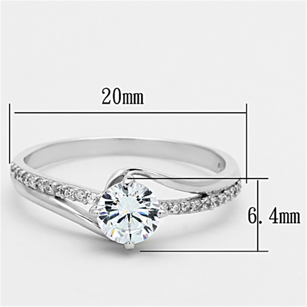 TS141 - 925 Sterling Silver Ring Rhodium Women AAA Grade CZ Clear